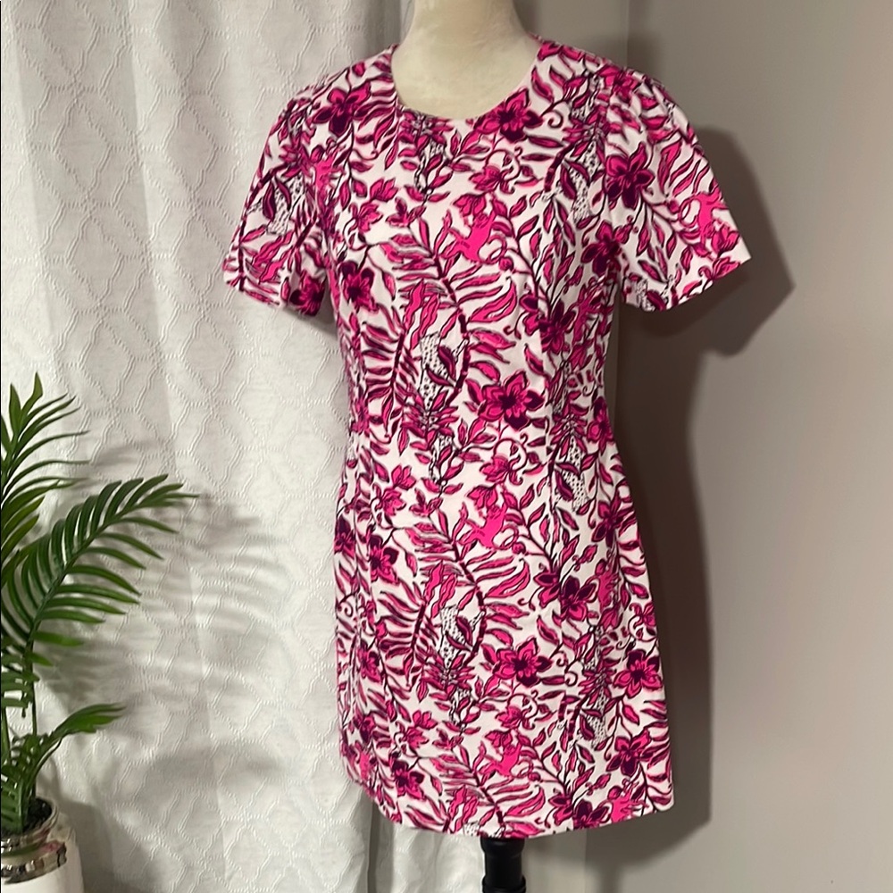 Lilly Pulitzer Vibrant Pink and White Floral Dress size 8